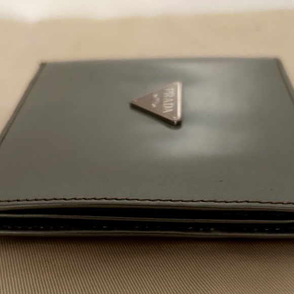 Prada Silver Bi-Fold Wallet Saffiano metallic leather.  Hard color to find. - Picture 10 of 14